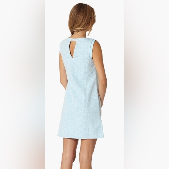 NWT Anthropologie | Lavand. Sleeveless Powder Blue Floral Jacquard Sheath Dress - Picture 4 of 6